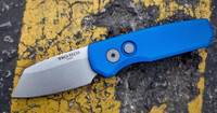Pro-Tech Knives Runt 5 Blue Automatic Folder Knife Folder 1-15/16" Reverse Tanto CPM-20CV Stonewashed Blade R5201-Blue