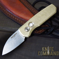 Pro-Tech Knives R5110 Bronze Al Runt 5 Automatic Folder Knife Folder 1-15/16" Wharncliffe CPM-20CV Stonewash Blade