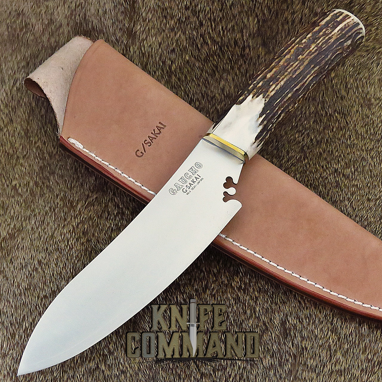 G Sakai Gaucho Facon Stag Fixed Blade Hunting Cowboy Knife 11306