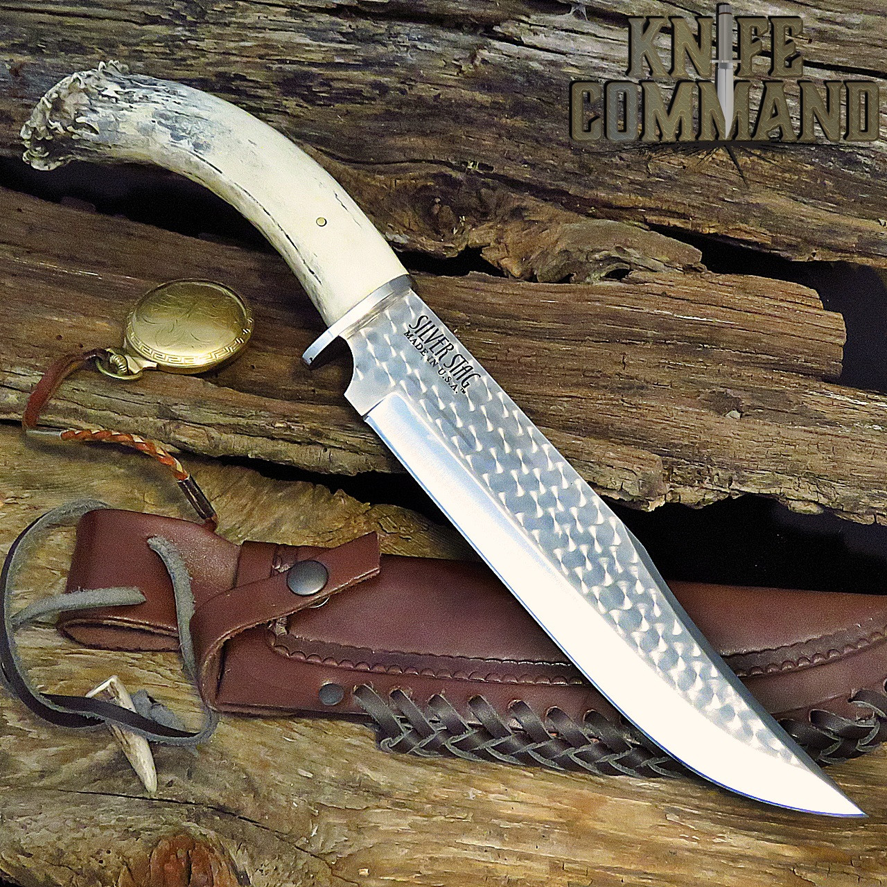 Silver Stag Tool Series Big Bowie SSB10.0 Crown Stag Hunting Knife 10" Clip  Point Bowie 1095 - KnifeCommand