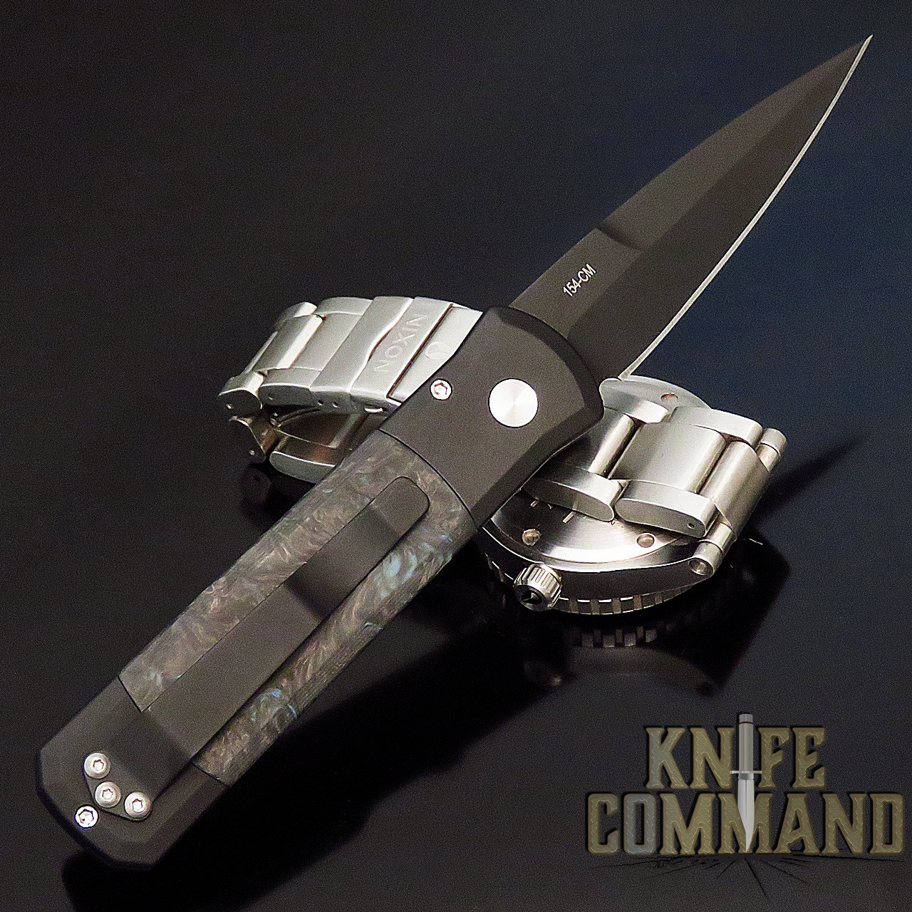 Pro-Tech Knives Godson Automatic Knife 7FC31 Folder Fat Carbon Dark Matter and Black with DLC Blade