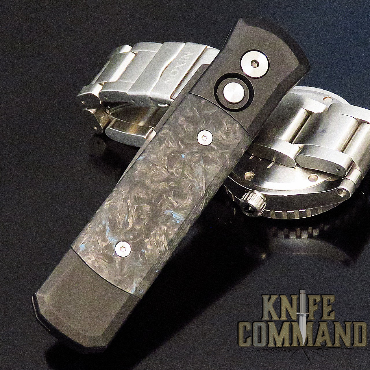 Pro-Tech Knives Godson Automatic Knife 7FC31 Folder Fat Carbon Dark Matter and Black with DLC Blade