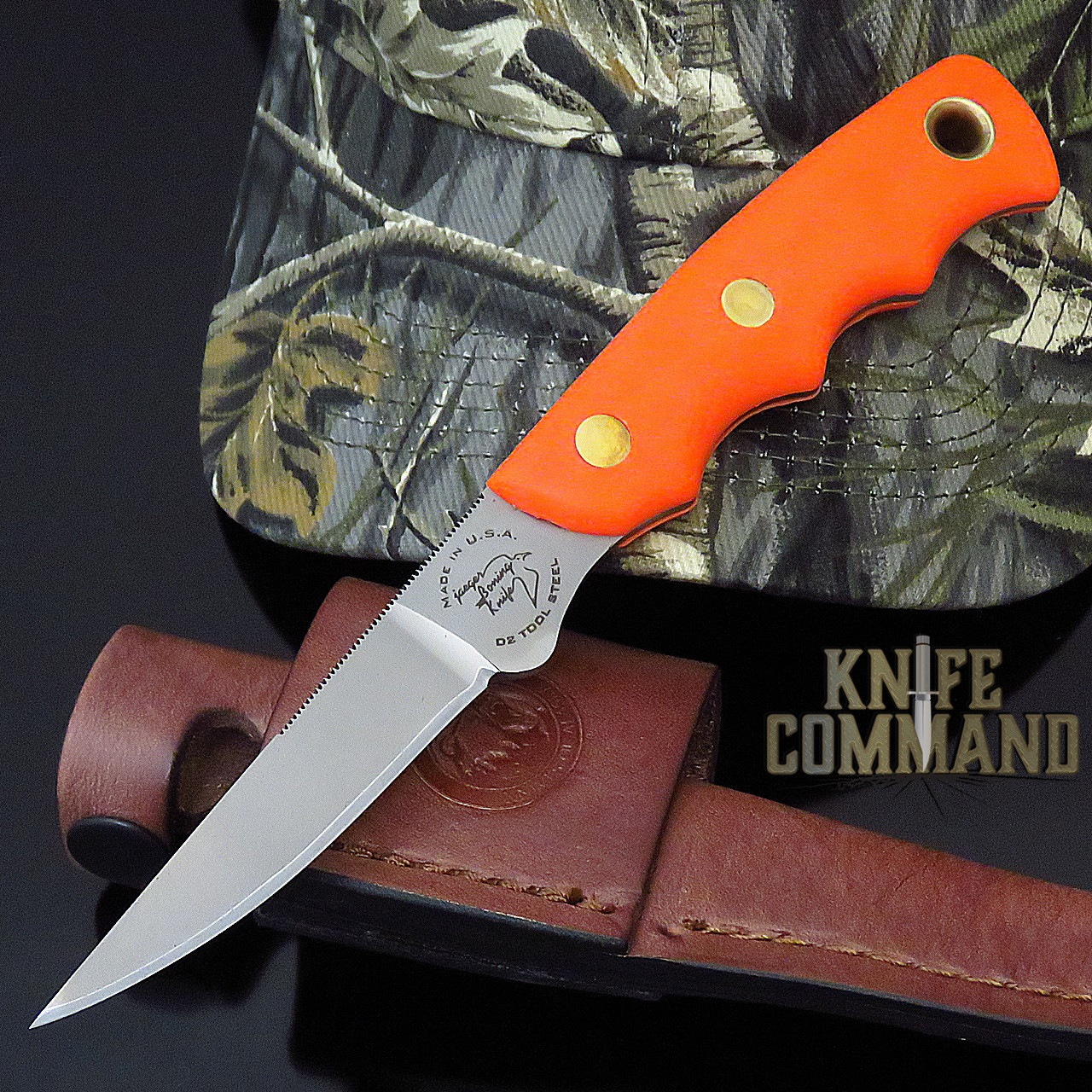 Knives of Alaska Jaeger Blaze Orange Suregrip Hunting Boning Knife 00114FG