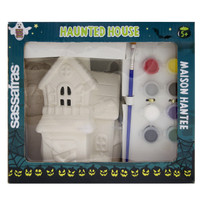 Sassafras Paint Your Own Haunted House Kids Activity Craft Kit with Paints and Ceramic Figure