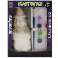 Sassafras Paint Your Own Witch Kids Activity Craft Kit with Paints and Ceramic Figure