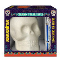 Sassafras Paint  Your Own Sugar Skull Kids Activity Craft Kit with Paints and Ceramic Figure