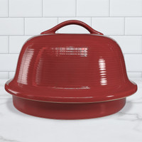 Sassafras Superstone® La Cloche® Bread Baker with Red Glazed Exterior and Unglazed Interior