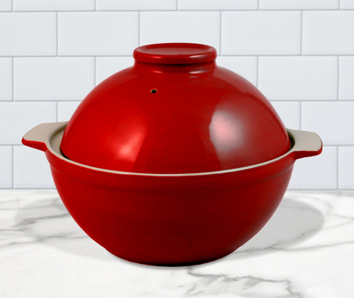 Sassafras Superstone® Bread Dome with Red Exterior Glaze and Glazed  Interior Base