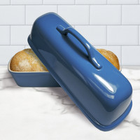 Sassafras Superstone® Covered Baker with Blue Glazed Exterior and Unglazed Interior