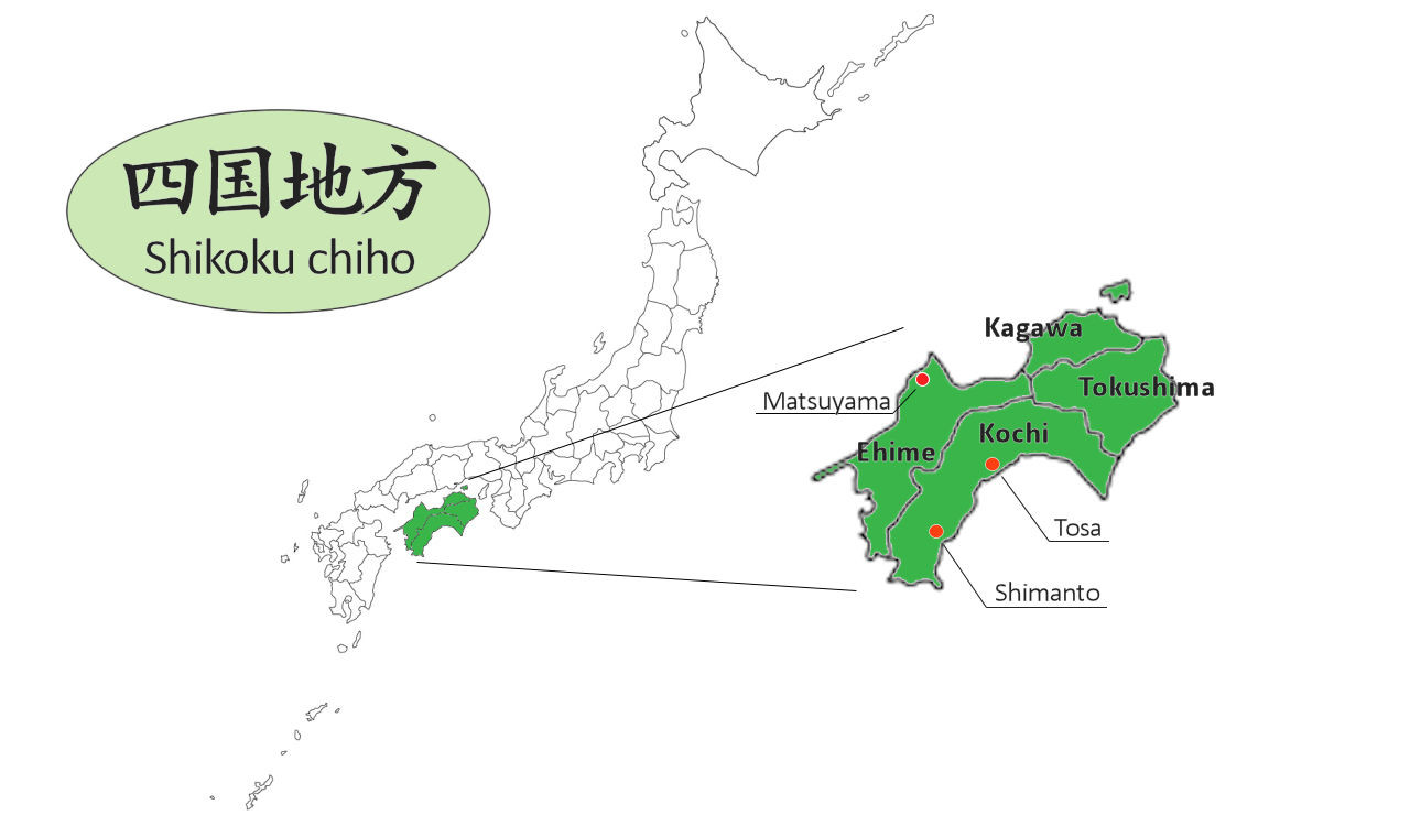Knife-related areas in the Shikoku region of Japan