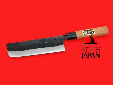 Fukamizu Hamono kurouchi nakiri | Aogami #1 | Cherry handle | 165mm・6½" | Knife Japan