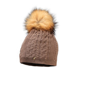 Starling Sandi Beanie Faux Fur Bobble Hat Caramel