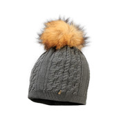 Starling Sandi Beanie Faux Fur Bobble Hat Charcoal