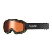 Sinner Lakeridge Ski Snowboard Goggles Matte Moss Green Double Orange Lens