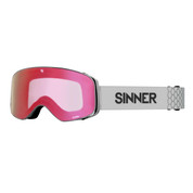 Sinner Olympia Ski Snowboard Goggles Matte Light Grey Full Red Mirror