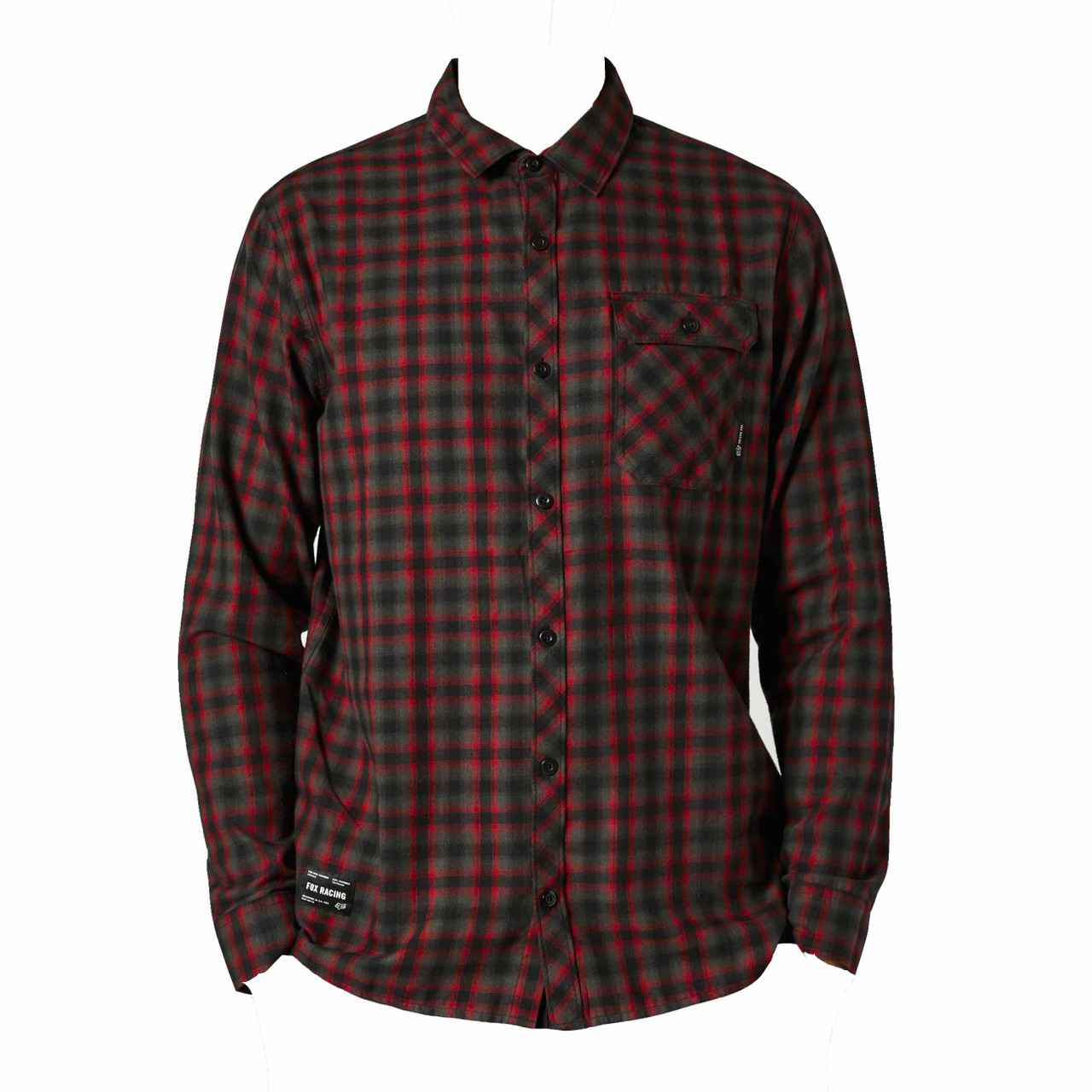 Fox Mens Reeves Plaid Long Sleeve Button Down Shirt Black Red - Hyped Sports