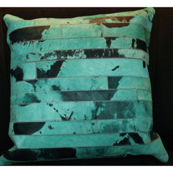 Turquois Cow Hide Pillow