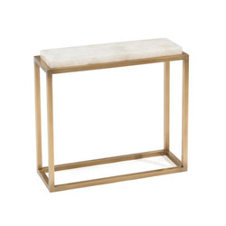 Calcite and Antique Brass Accent Table