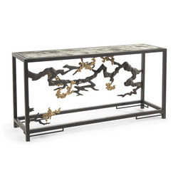 Sculpted Console Table in Antique Brass