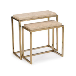 Set of Two Marble Nesting Side Tables - Rectangular