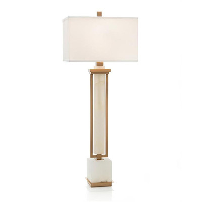 Buffet Lamp in Coffee Bronze and White Alabaster