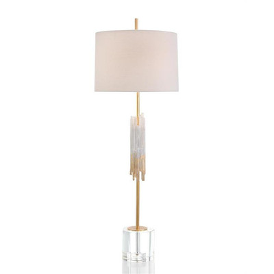 Selenite and Gold Leaf Console Lamp