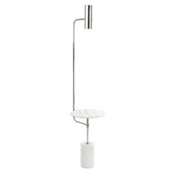 Illuminated Marble Table Floor Lamp with Polished Nickel Accents