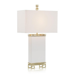 Ivory Leather and Brass Table Lamp