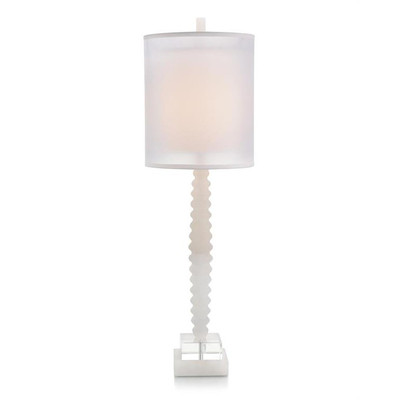 Rippled Alabaster and Crystal Table Lamp