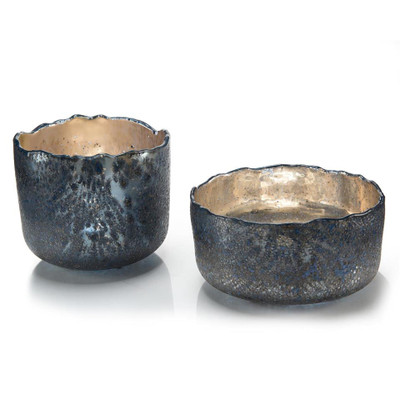 Set of Two Blue Open Bowls
