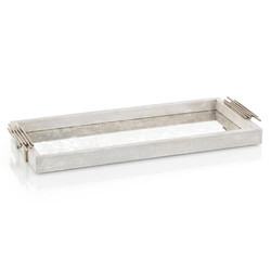 Grey Shagreen and Mirrored Glass Tray