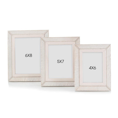 Set of Three Cream Leather Photo Frames