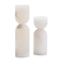 Set of Two Alabaster Candleholders