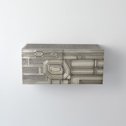 Global Views Abstract Block Cabinet - Left - Silver