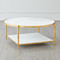 Global Views Circle/Square Cocktail Table - Gold w/ White Marble