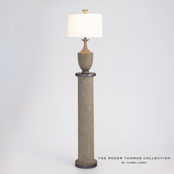 Global Views Column Floor Lamp - Grey Sandblasted Oak