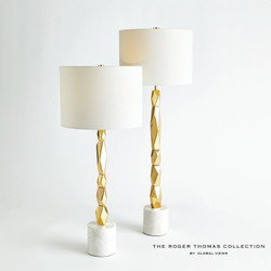 Global Views Facet Block Table Lamp - Brass - Tall