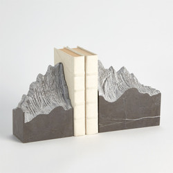 Studio A Pair Mountain Summit Bookends - Grey Marble