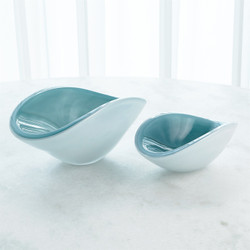 Global Views Pinched Cased Glass Bowl - Azure - Sm