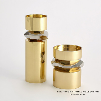 Global Views Romano Brass Candle Holder - Tall