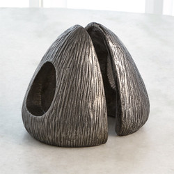 Global Views S/2 Yurt Shaped Bookends - Polished Iron