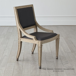 Global Views Seine Side Chair - Grey w/Black Leather