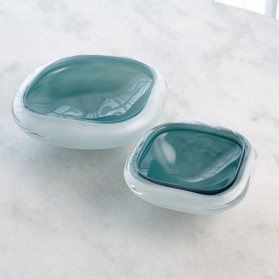Global Views Square Cased Glass Bowl - Azure - Sm