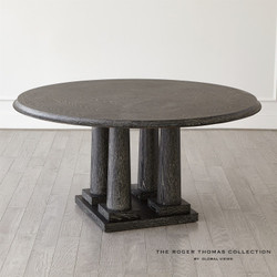 Global Views Titian Dining Table - Black Cerused Oak - 60 Top