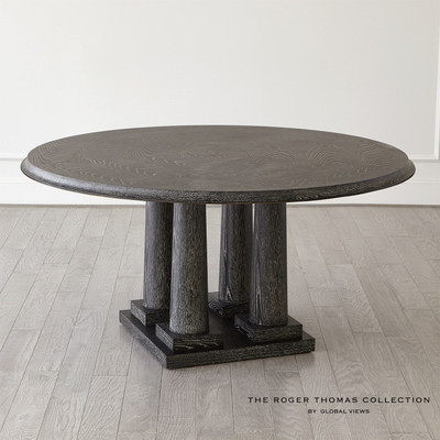 Global Views Titian Dining Table - Black Cerused Oak - 60 Top