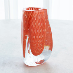 Global Views Triangular Bubbled Vase - Orange