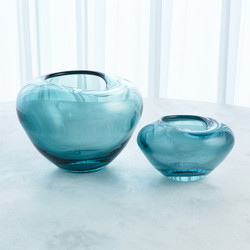 Global Views Undulating Vase - Azure - Lg