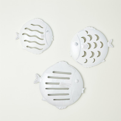 Global Views Wall Mount Fish White - Med