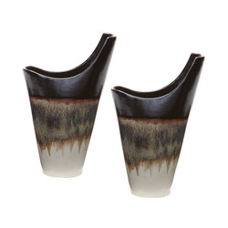 Small Reaction Vases In Cascade Mocha - Set Of 2