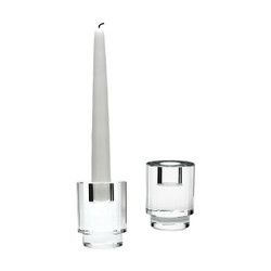 Fluted Crystal Column Candleholders - Set Of 2